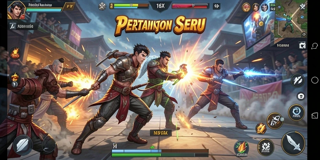 Tampilan layar pertempuran mendebarkan di 116X yang penuh aksi.