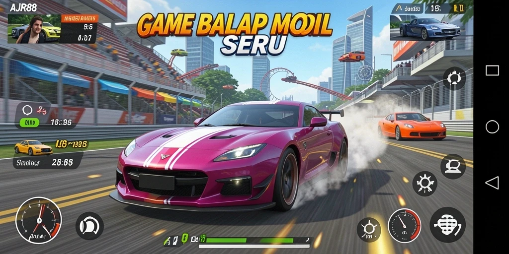 Tampilan gameplay balap mobil seru di AJR88.
