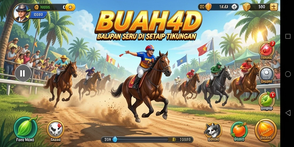 Tampilan gameplay BUAH4D yang mendebarkan saat balapan.