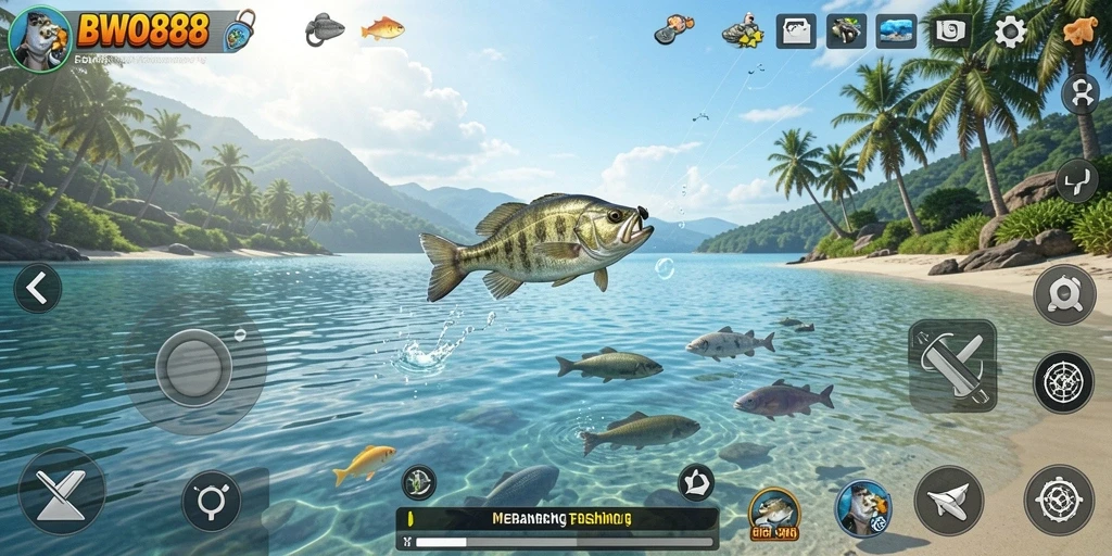 Tampilan gameplay BWO888 yang menyenangkan saat memancing.