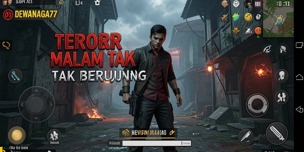Screenshot gameplay DEWANAGA77 menampilkan suasana mencekam dan menakutkan.