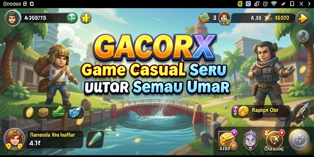 Screenshot utama GACORX menampilkan karakter lucu dalam aksi gameplay yang seru.