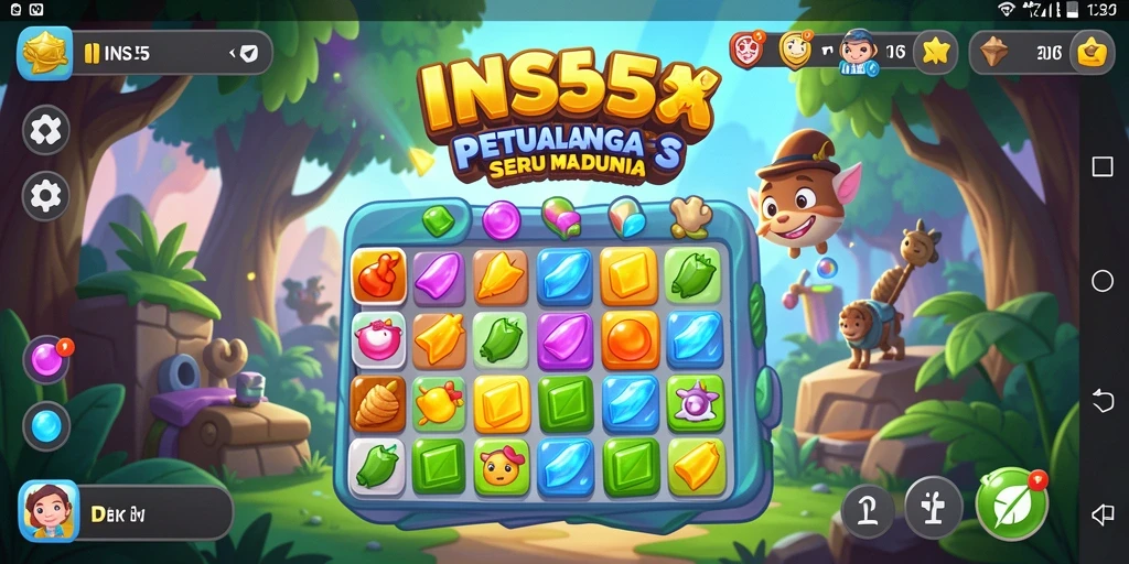 Gambaran gameplay seru dalam INS55 dengan batu permata berwarna-warni.