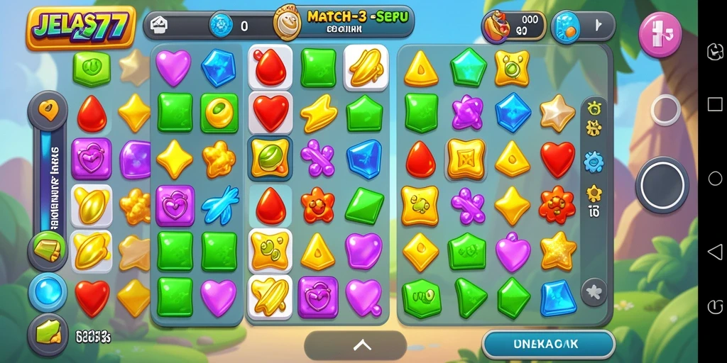 Screenshot gameplay JELAS777 menampilkan aksi seru mencocokkan item.