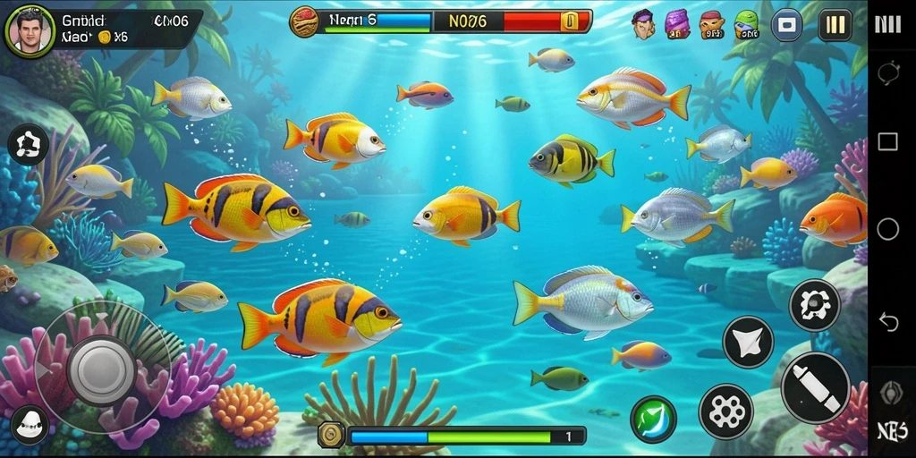 Tangkapan layar gameplay N06 yang menampilkan aksi seru tembak ikan.