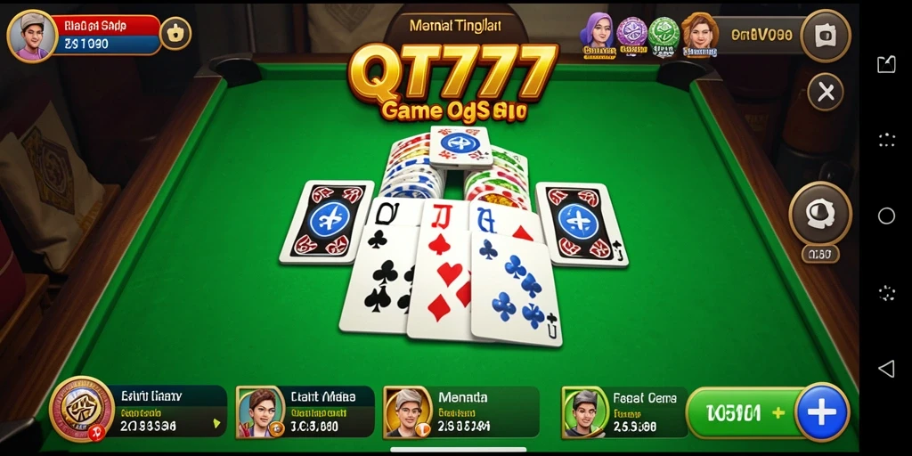 Screenshot gameplay QT777 menunjukkan suasana seru bermain Gaple.