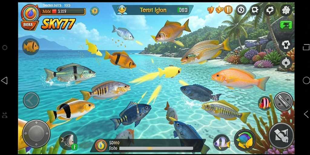 Tampilan gameplay SKY77 yang menarik dan penuh warna.