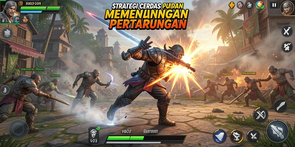 Screenshot V07 memperlihatkan pertarungan strategis yang mendebarkan.